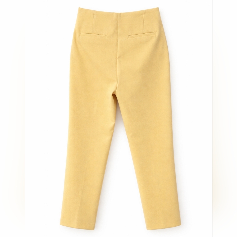 Rachel Zoe Butter Yellow Tailored Ankle Pants Sz 4 Stretch Chic Workwear Classic - Picture 2 of 10